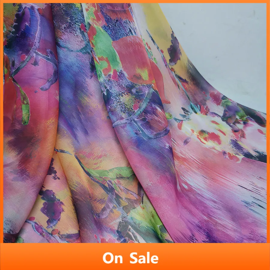 

Flowing Thin Chiffon 30D Fabric Beach Skirt Scarf Soft DIY Fabric Printed Material