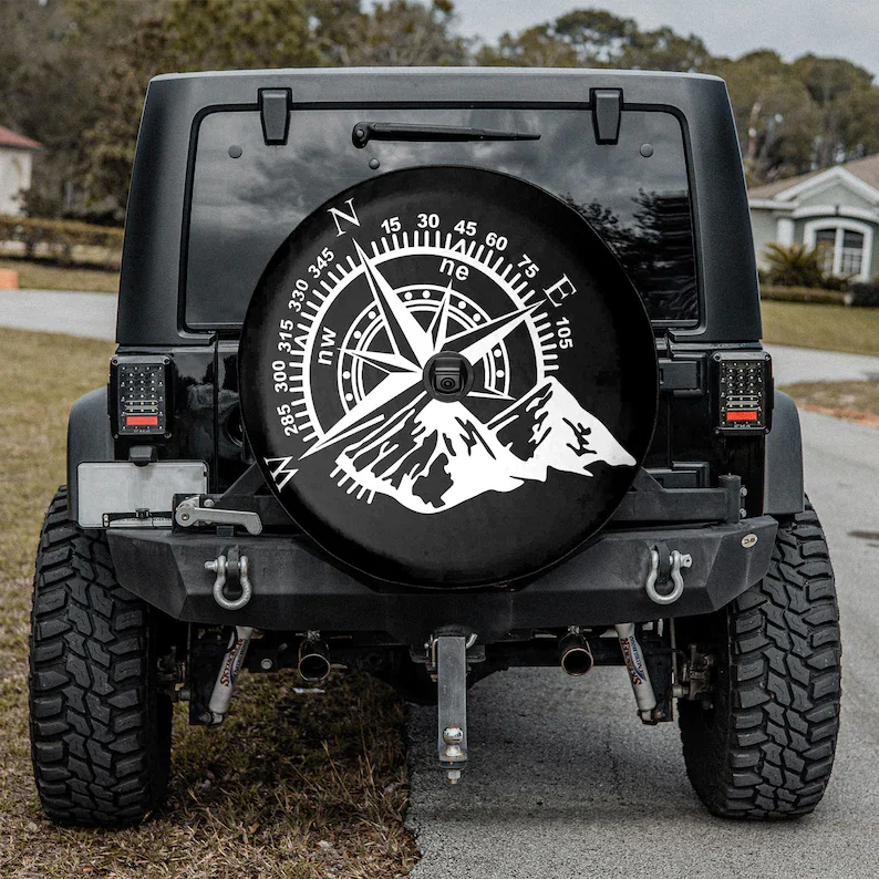 

Moutains Lovers - Compass Halloween Gift, Gift For Jeep Lover, Holiday tire spare, Personalized Spare Tire Cover, Gift For Car L