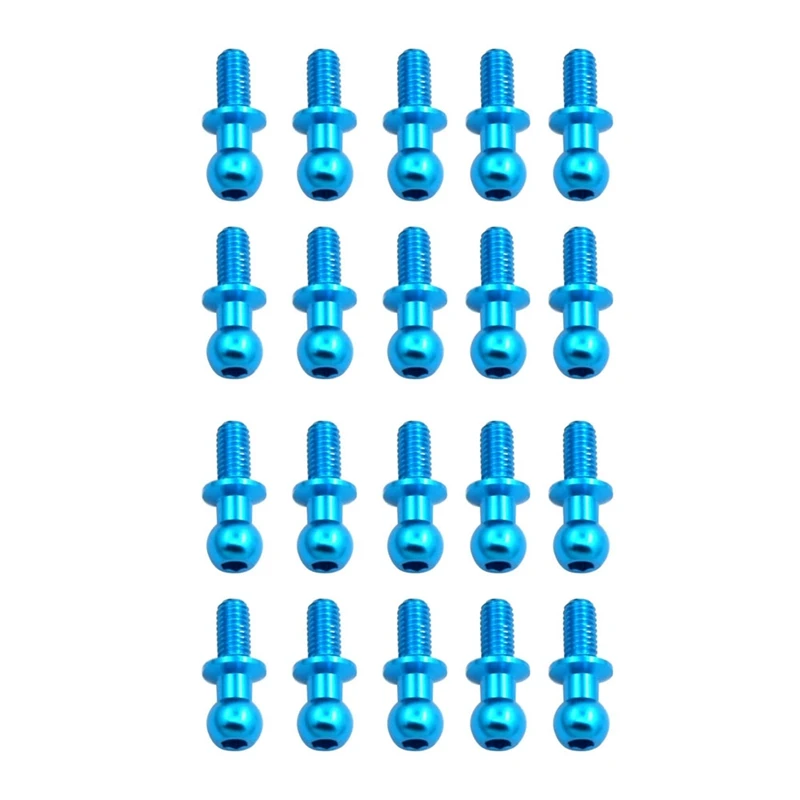 

20Pcs M3 Metal Hex Ball Head Screws For Tamiya TT01 TT02 Sakura D5 1/10 RC Drift Car Spare Parts Universal,Blue