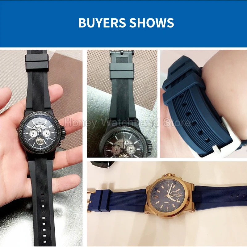 Фото ​ ​ Водонепроницаемый дышащий силиконовый ремешок для часов Michael Kors MK9020 MK8729 MK8730 MK8184 с выступающим интерфейсным штырьковым креплением ​ ​   Группа №3