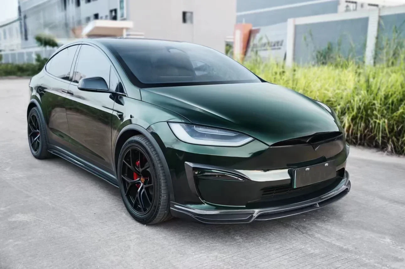 Комплект кузова для Tesla Model X 2023 передние губы из углеродного волокна боковые юбки