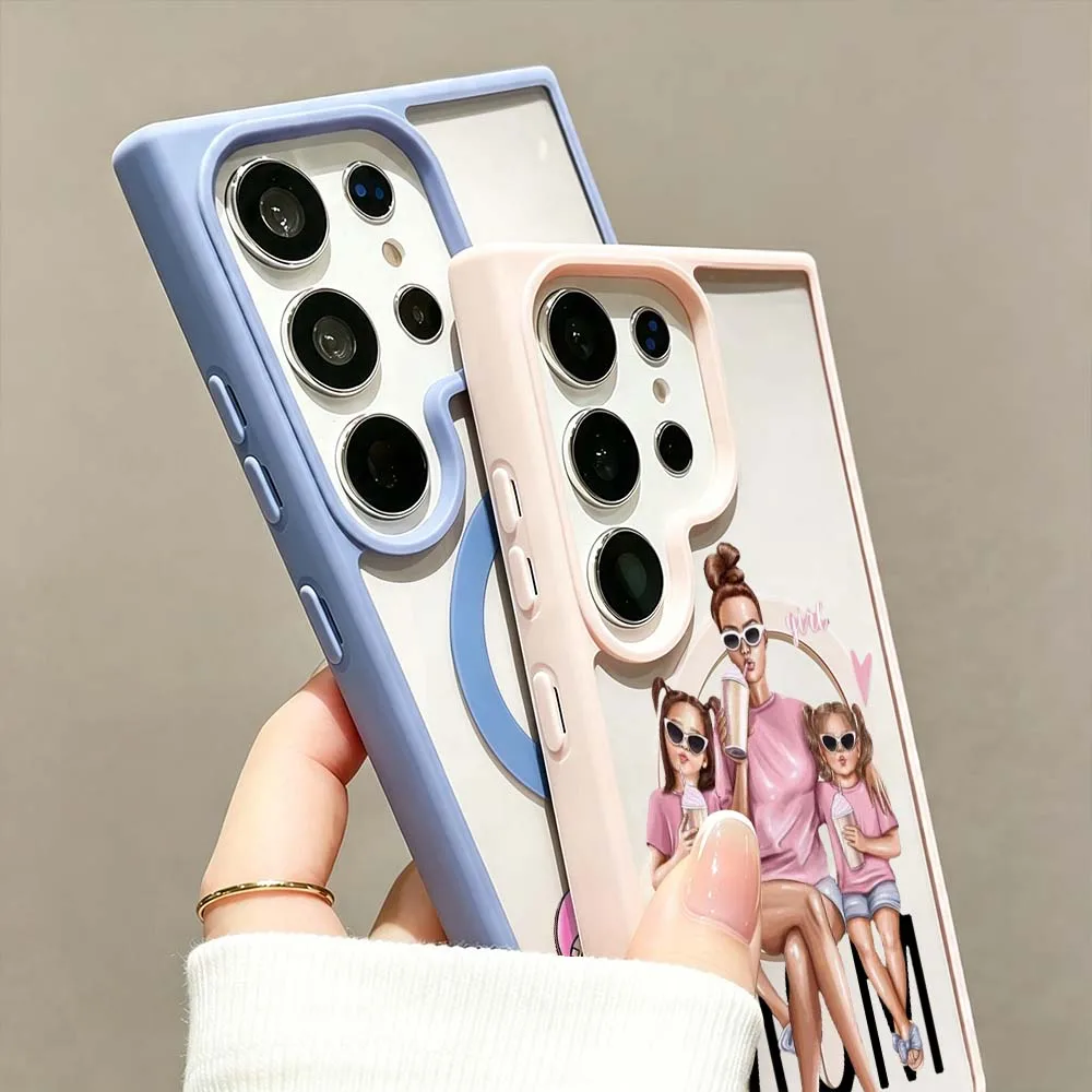 Фото Роскошный чехол для телефона с рисунком Baby Mon для Samsung Galaxy S26 S25 S24 S23 FE Plus Ultra, магнитный чехол Magsafe с беспроводной зарядкой №2