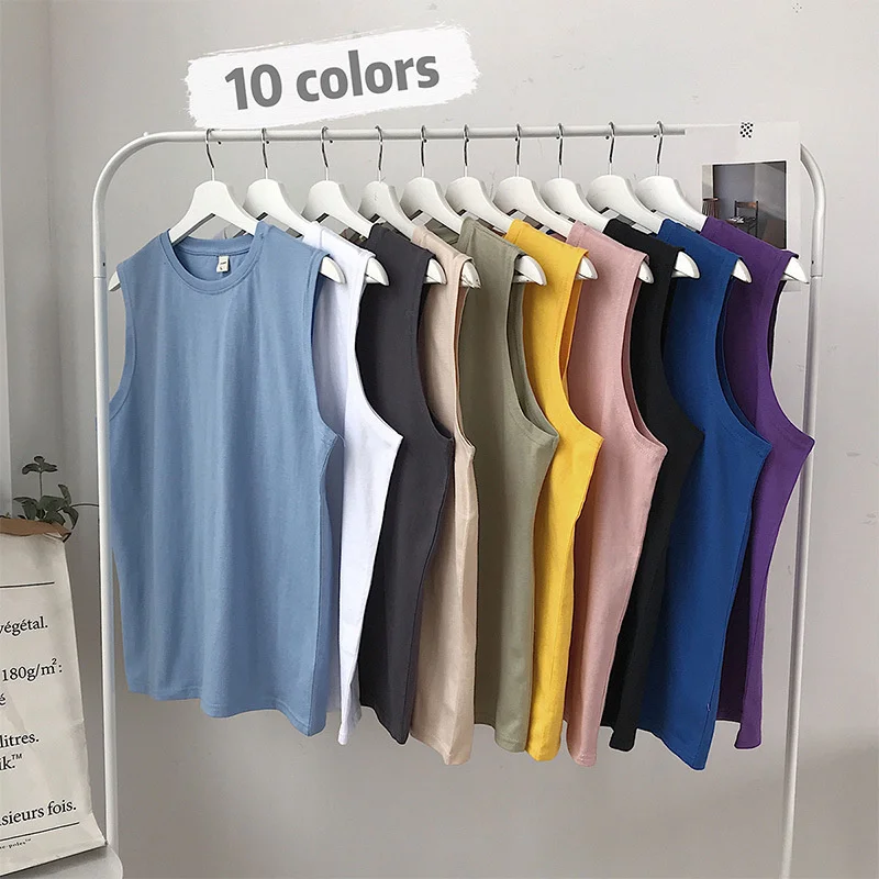

Solid Color CASUAL MAN STREETWEAR TSHIRT Sleeveless Korean T-shirts Male Hop Men's Clothing TOP Free Shipping Harajuku Hipster
