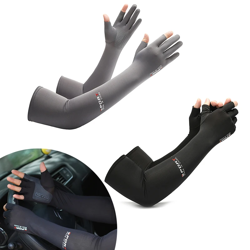 

1Pair Cooling Arm Sleeves Cover Women Men Sports Running UV Sun Protection Gloves Outdoor Fishing Cycling Driving Sleeves