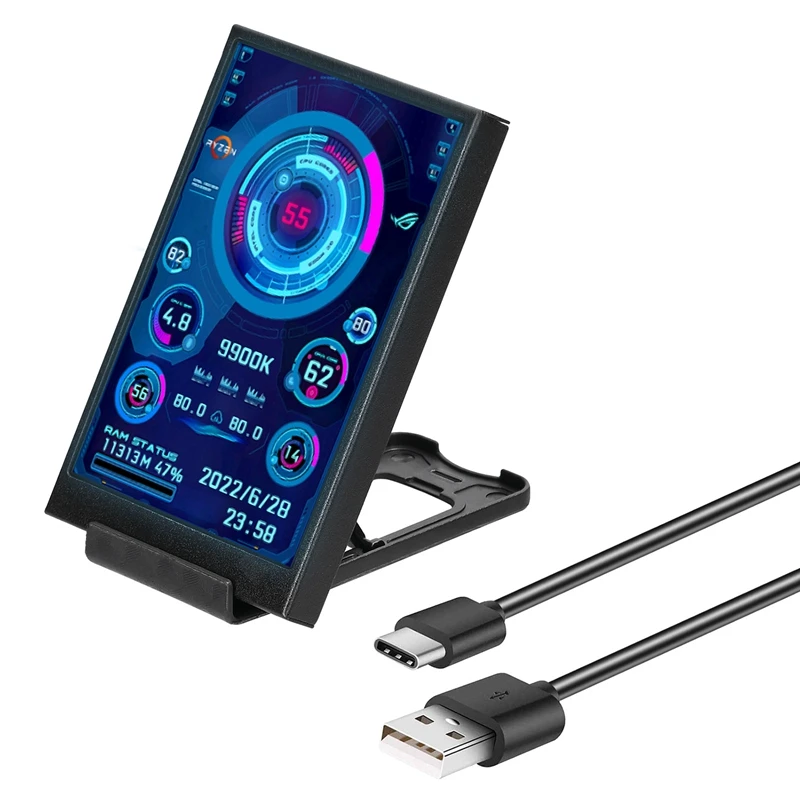 

3.5 Inch IPS USB Mini Screen AIDA64 CPU RAM HDD Data Monitor Computer Temperature Display Type-C Sub Screen