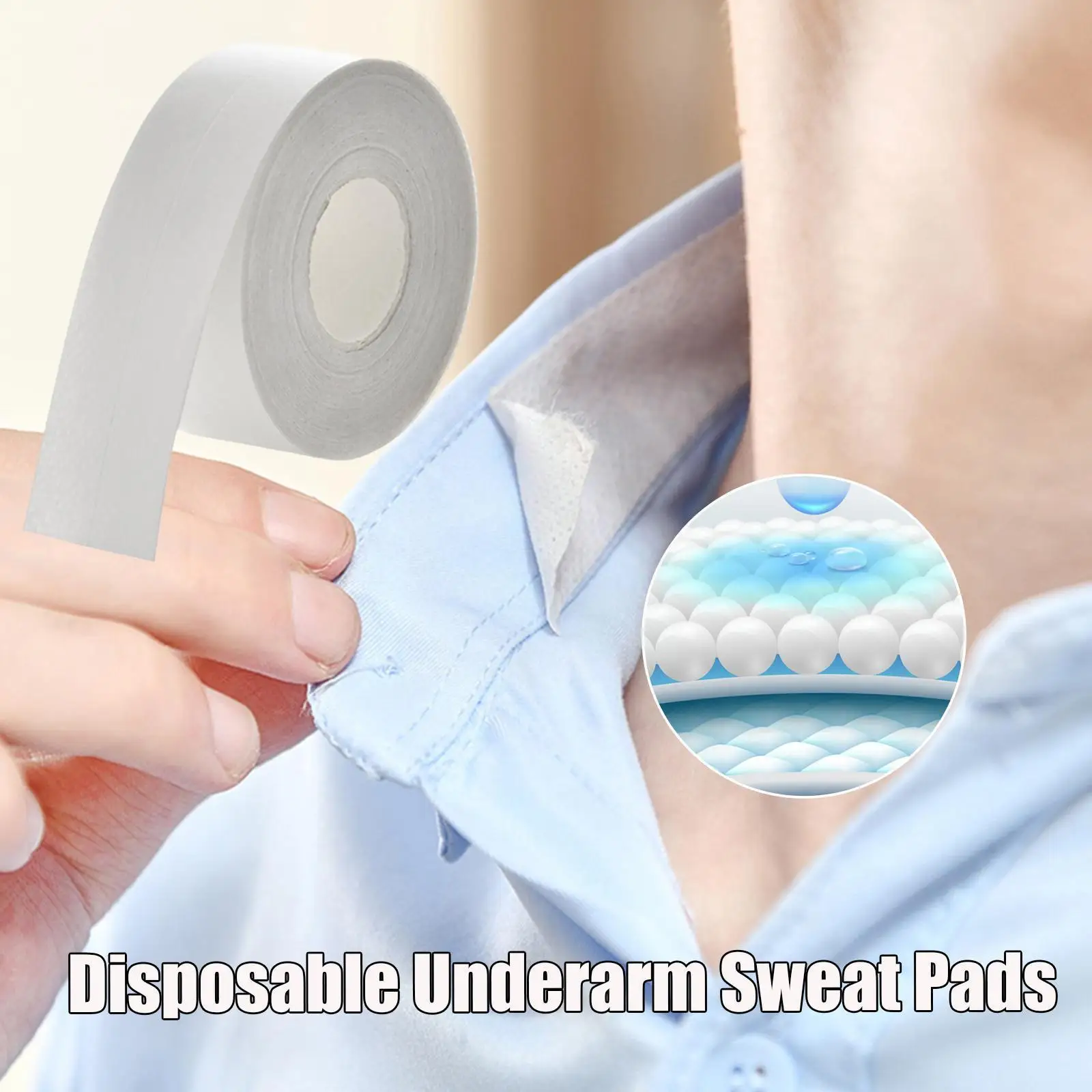 

1 Roll 3*0. Disposable Underarm Sweat Pads Soft Armpit Dust Adhesive Absorbent Clothes Pads Anti Self Sticker Collar D1g1