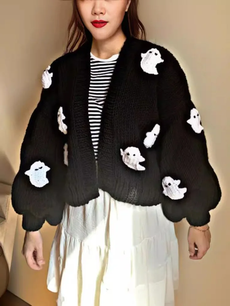 Женский свободный кардиган с вышивкой в европейском и американском стиле