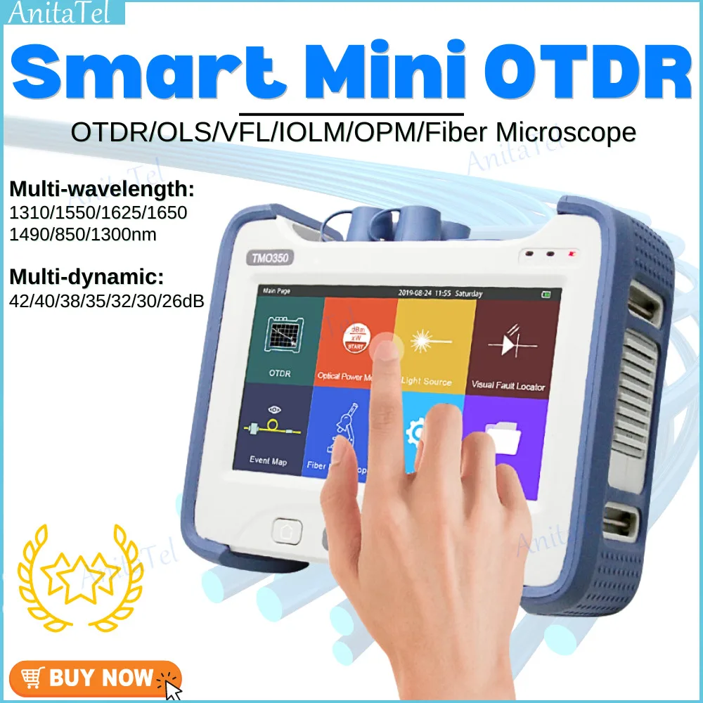 

PON OTDR TMO350 S1 S2 M1 T1 T2 SM1 850 1300 1310 1490 1550 1625nm + OPM VFL OLS Event Map Optical Time Domain Reflectometer
