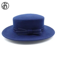 fs klein blue wool felt top hats for men and women wedding ceremony fashion caps autumn winter vintage casual lovers cap fedoras