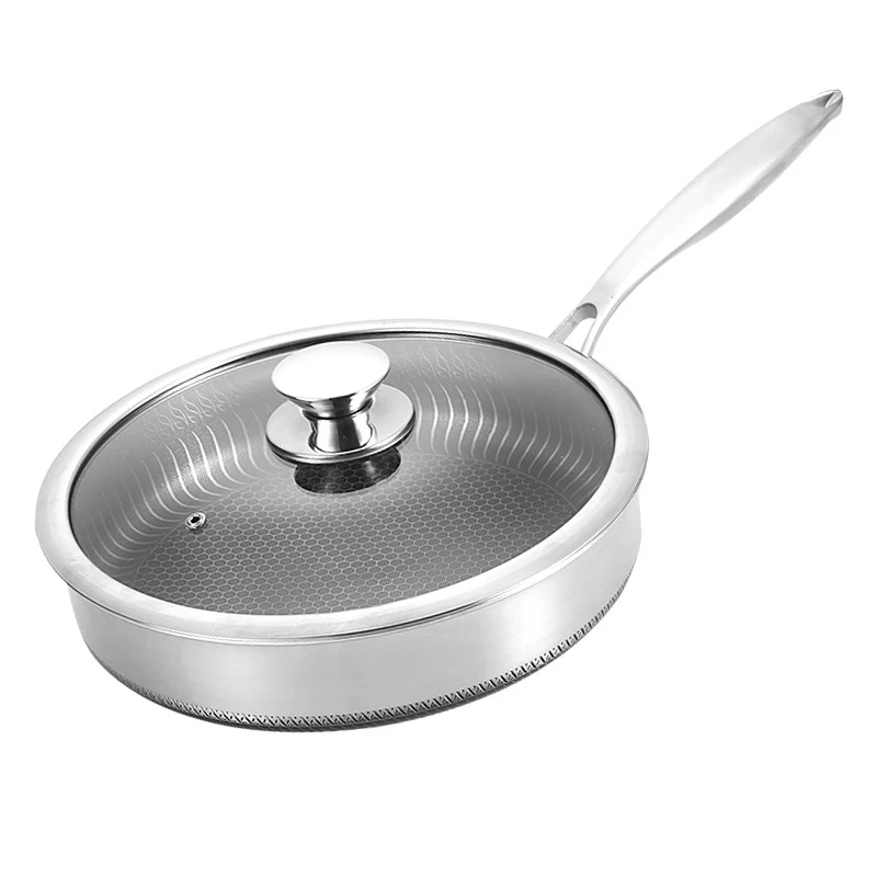 

Non-stick Pan 304 Stainless Steel Wok Double-sided Honeycomb Without Oil Smoke Frying Pan Wok Kitchen Without Phosphorus Pan