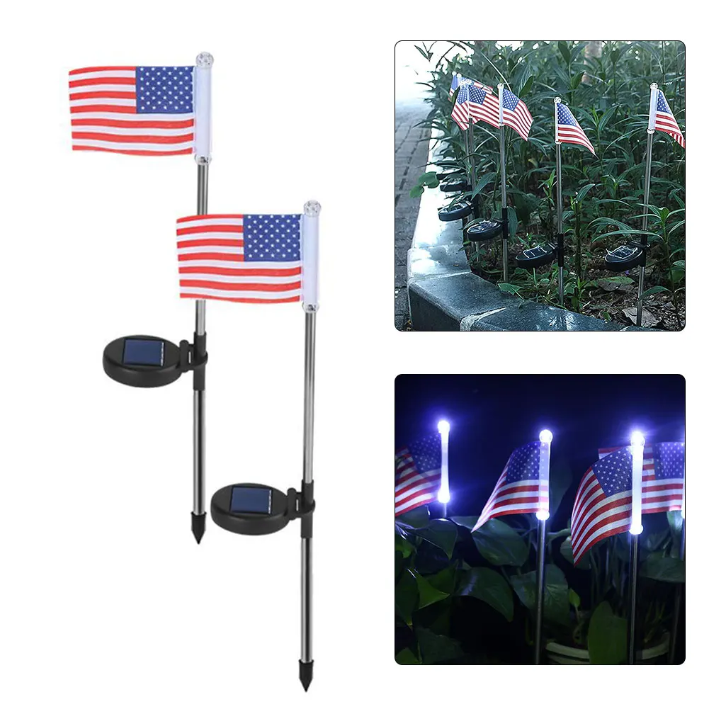 

1pc American Independence Day Stake Lights Solar Garden American Flag Pathway Lawn LED Decorative Lamp Pathway Landscape Lamp
