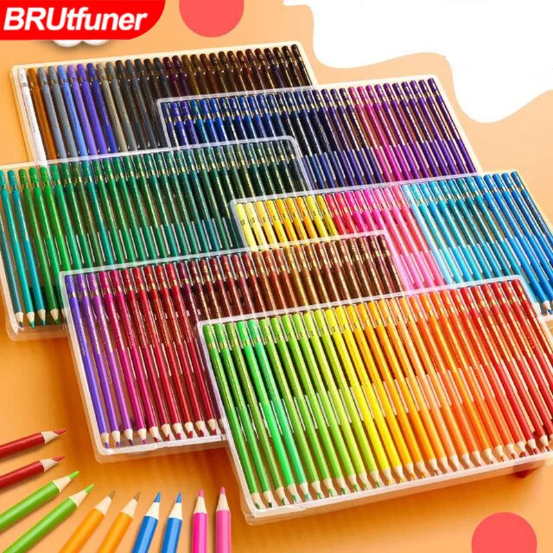 

Brutfuner 48 72 120 160 180 Colored Pencils Art Sets Drawing Kit Desenho Profissional Color Pencil Oil Watercolor Pencil