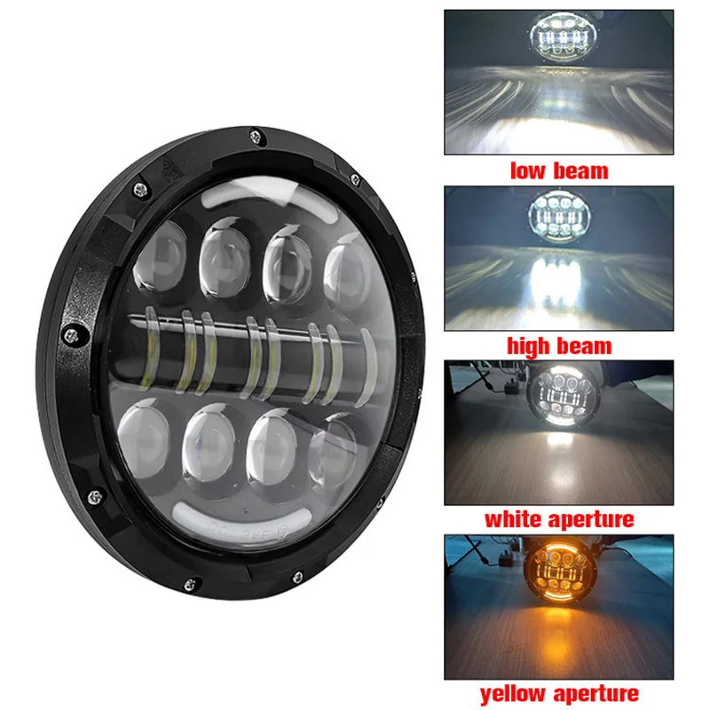 

7" Round LED Projection Headlight 80W Motorcycle LED Work light Headlamp For ATV SUV UTV Tractor Boat Trucks Offroad