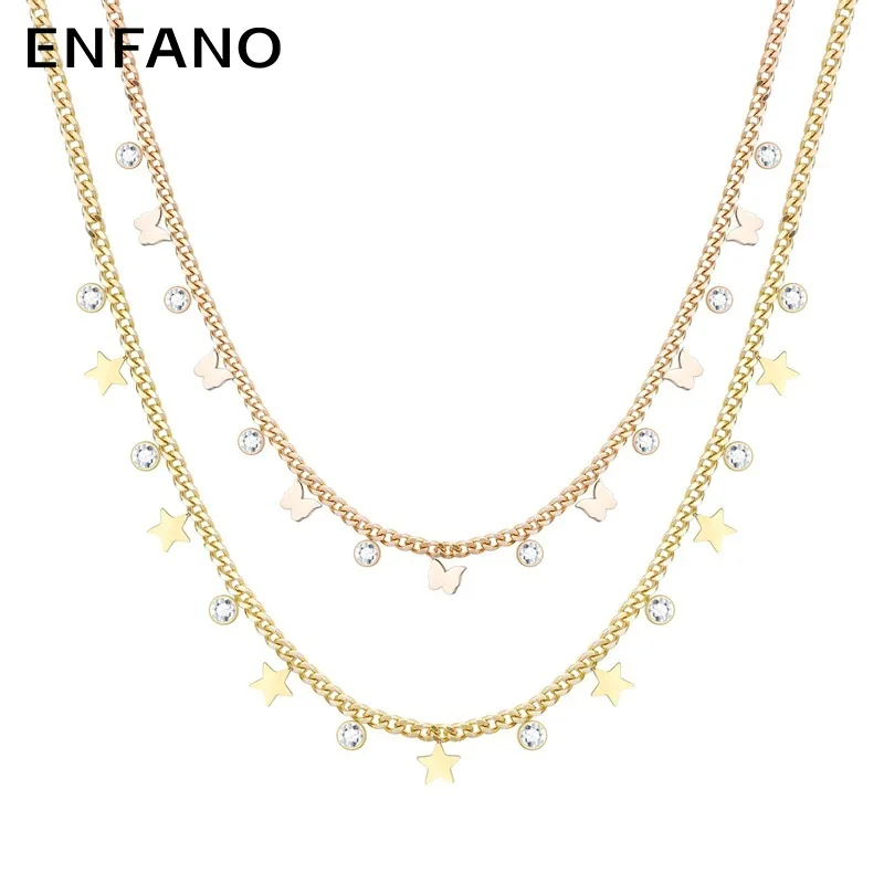 

Enfano Ins Niche Design Necklace Female Butterfly Five-Pointed Star Couple Ornament Pendant