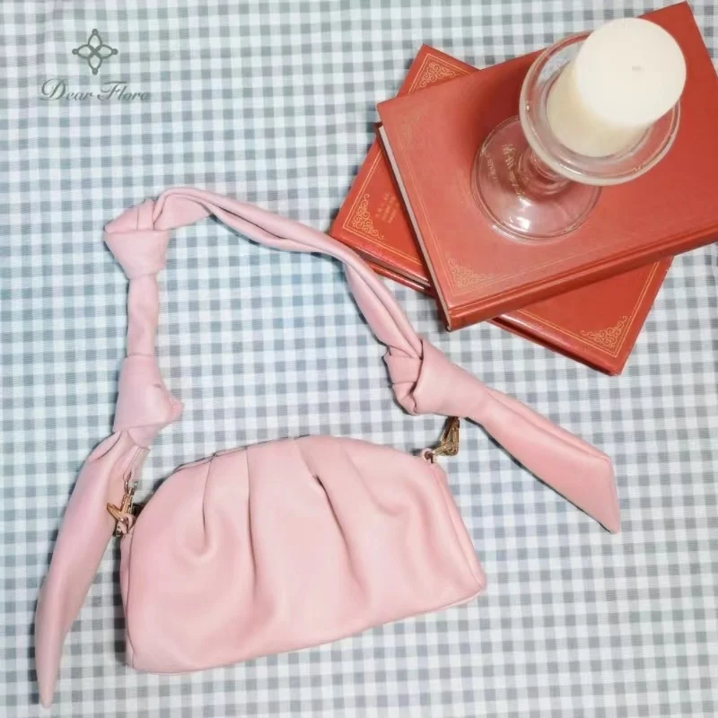 Women's New Luxury Soft Pleated Cloud Underarm Bag Solid Color Versatile Hobos Handbag Fashion Portable Shoulder  Crossbody Bags