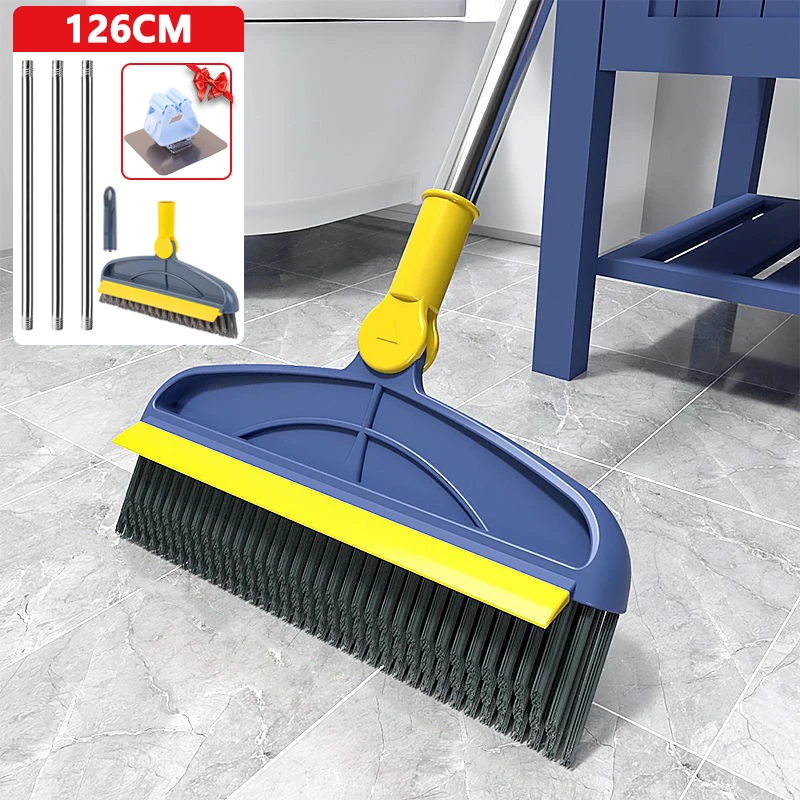 

126cm Floor Brush Scrubber 2 in 1 Long Handle Grout Brush Wiper Magic Broom Brush for Cleaning Bathroom Glass Patio Kitchen