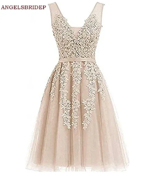 

V-Neck Homecoming Dresses Junior Party Gowns Fashion Applique Tulle Beading Cinderella Graduation Gowns Hot