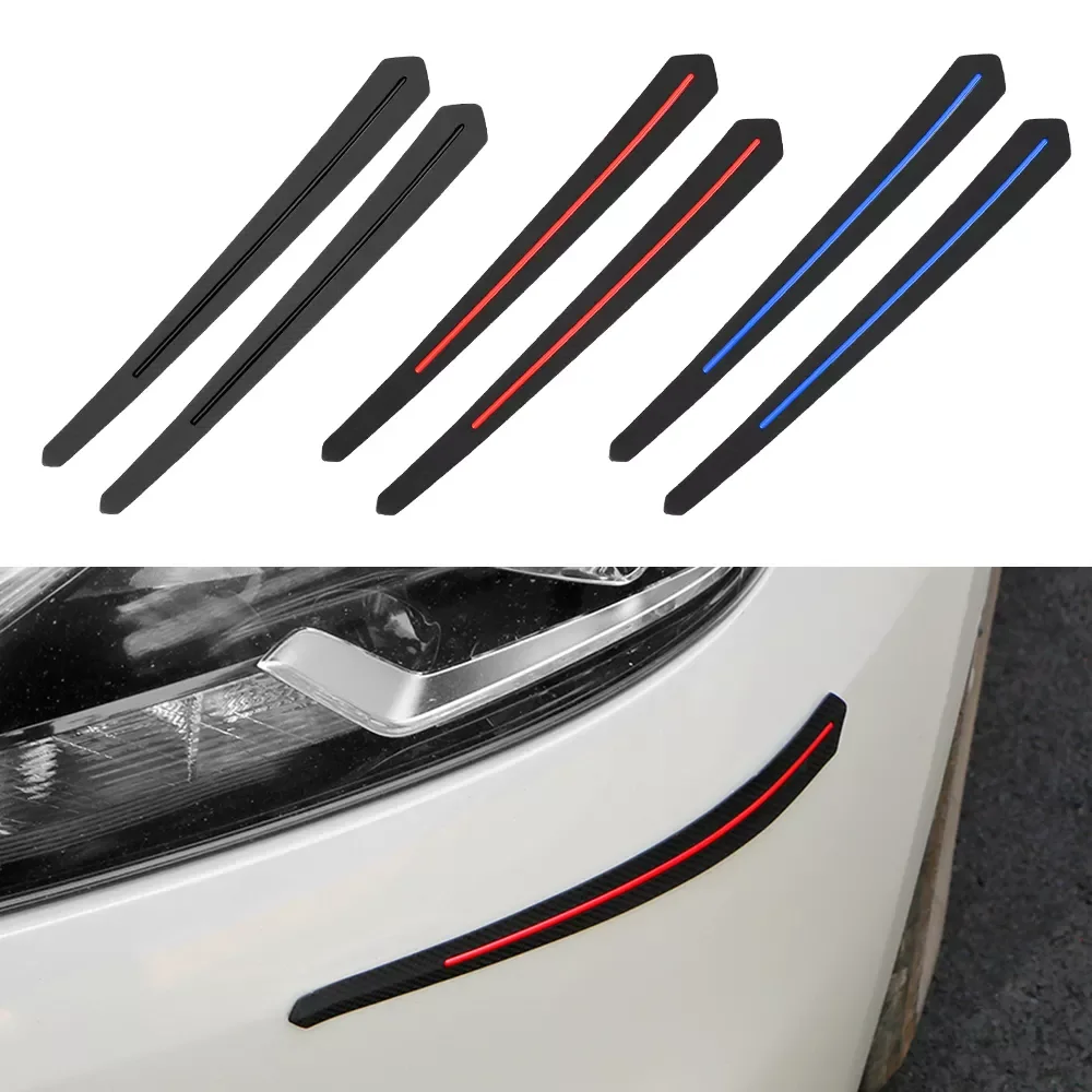 

LEEPEE Anticollision Protectors 2PCS Auto Universal Carbon Fiber Rubber Car Bumper Lip Strip Exterior Decoration Mouldings