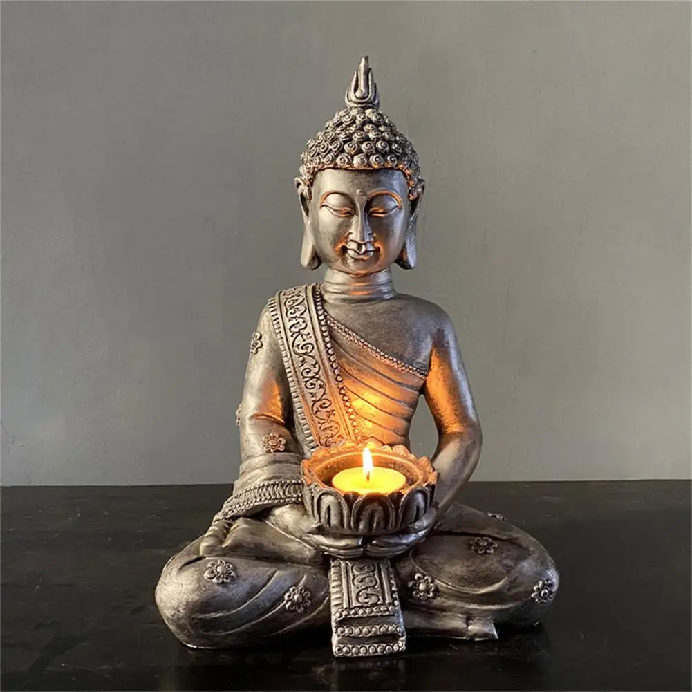 

Wonderful Buddha Statue Ornament Decorative Resin Antique Style Buddha Model Buddha Candlestick Buddha Ornament