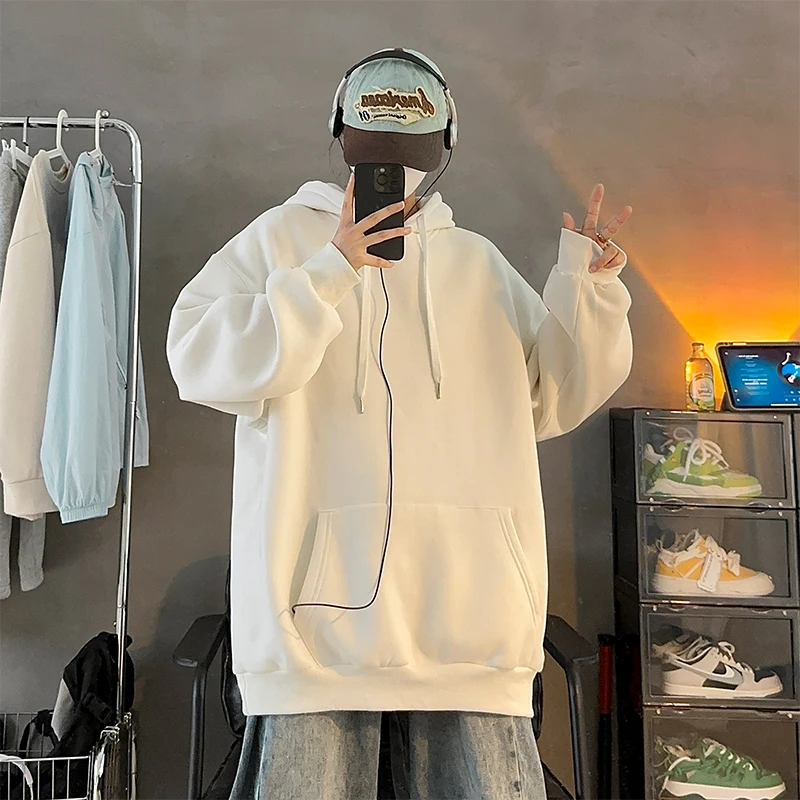 

Hybskr Hoodies Women Casual Long Sleeve Hooded Sweatshirts Y2k Harajuku Tops Streetwear Autumn Winter Fleece Warm Large Size