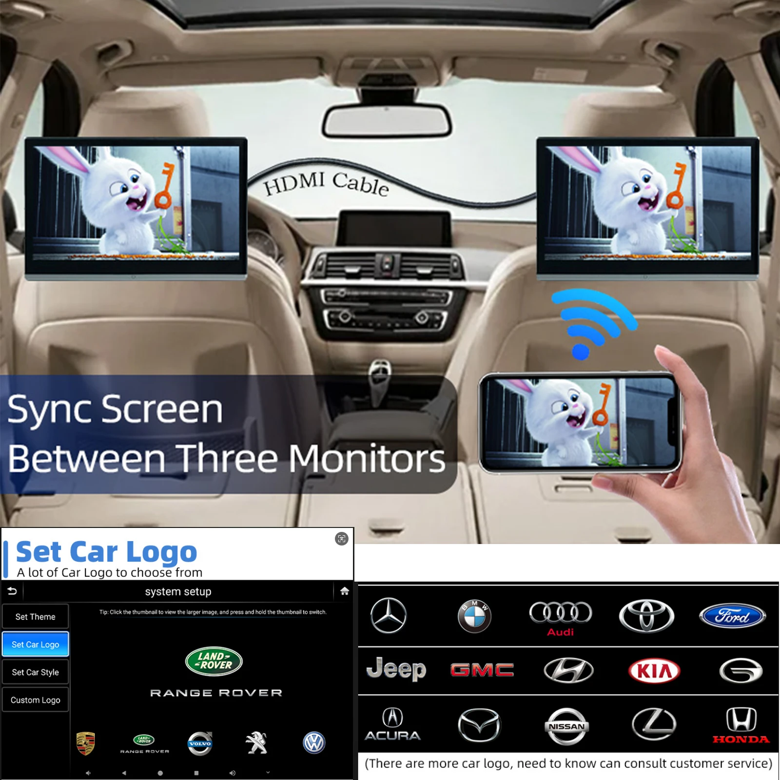 14 &quotAndroid Универсальный вращающийся монитор на подголовнике автомобиля WIFI Bluetooth