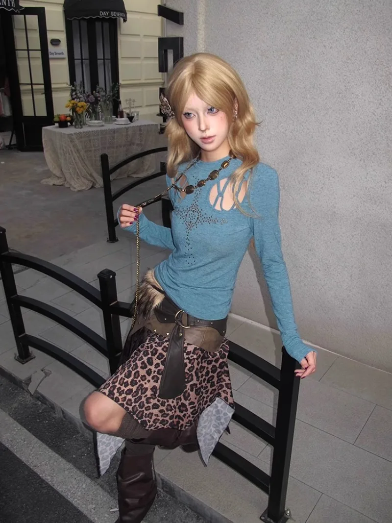 Yabi Personality Wasteland Punk вязаная нижняя рубашка легкая азиатский стиль ретро японская