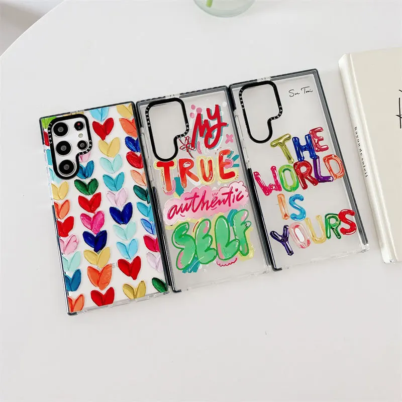 

Colorful Hearts Transparent Case for Samsung Galaxy S20 S21 S22 S23 Ultra S20+ S21+ S22+ S23 Plus Cover Protective Shell