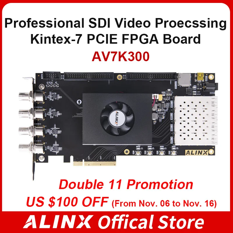 ALINX AV7K300 XILINX Kintex-7 K7 7325 XC7K325 SDI Video Image Processing SFP PCIE Accelerator Card FPGA Development Board