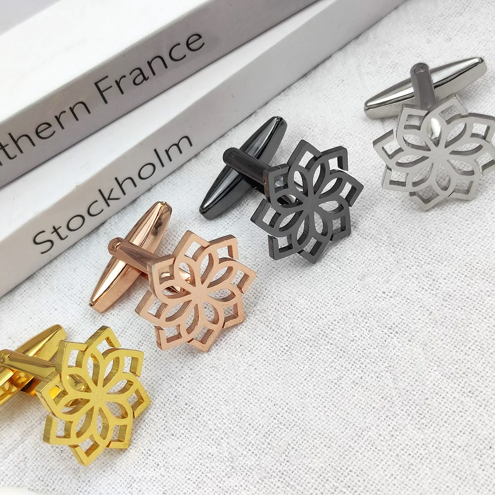 Роскошные запонки для мужчин с лотосом мужские рубашек высококачественные из