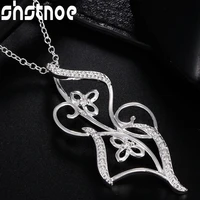 925 sterling silver 16 30 inch chain aaa zircon flower pendant necklace for women engagement wedding fashion charm jewelry