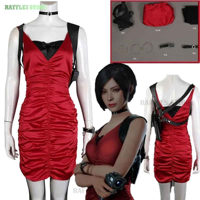 Костюм женский для косплея с вышивкой Ada Wong красное платье-Ципао
