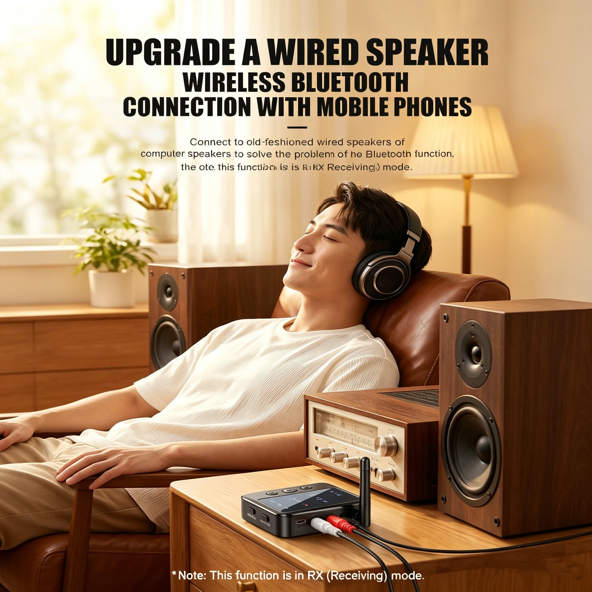 Фото KEBIDUMEI aptX-Adaptive AD/HD/LL AAC 2-в-1 Bluetooth-аудиопередатчик-приемник 3,5 мм AUX RCA стерео Hi-Fi беспроводной музыкальный адаптер №3