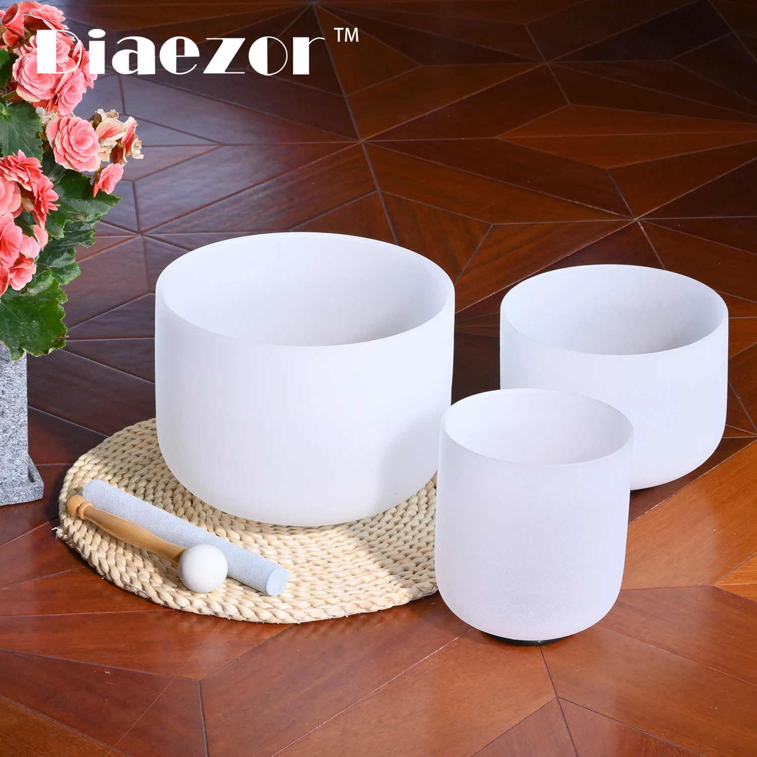 Diaezor 6 &quotA + 8&quot C 10 &quotF Белый матовый кварцевый кристалл Поющие чаши Чакра