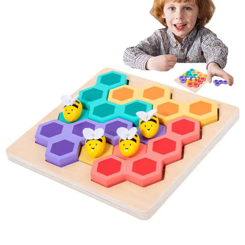 

Clamp Bee Hive Game Toddler Fine Motor Skill Toy Montessori Wood Color Sorting Puzzle Early Learning Preschool Educational Gift