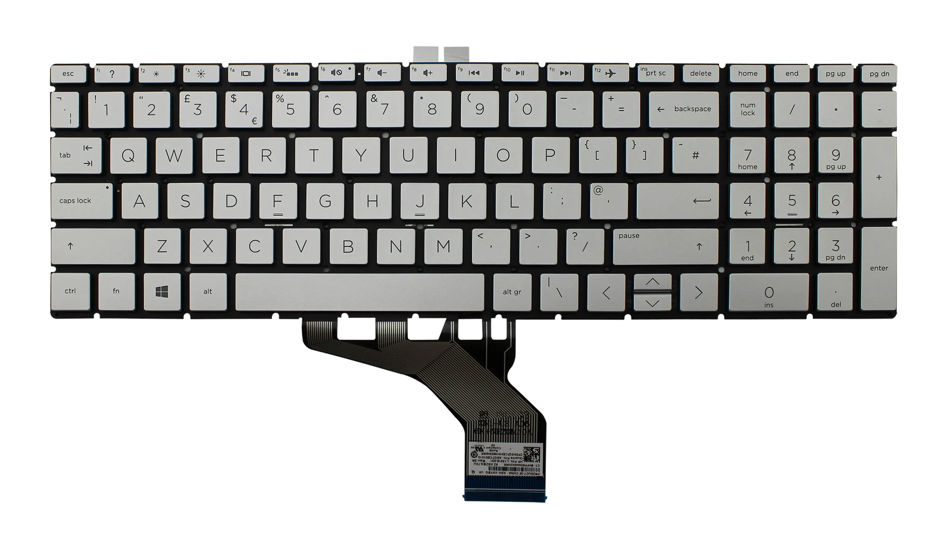 LARHON новая Серебристая стандартная клавиатура с подсветкой для HP 15q-ds3000 15s-dr0000