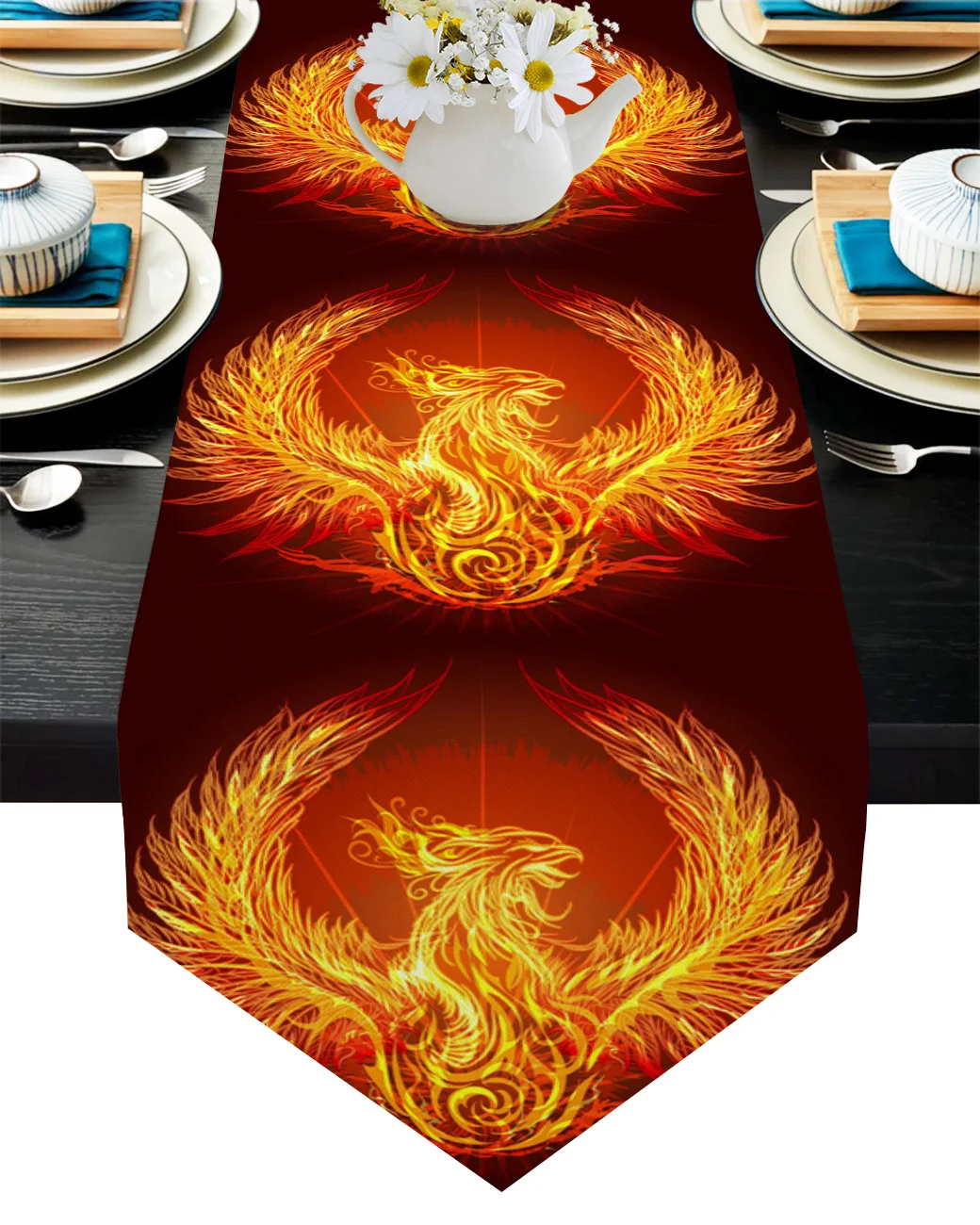 

Phoenix Red Flame Table Runner Country Wedding Decoration Tablecloth Table Flag Placemat Dust Cover Table Mat For Home