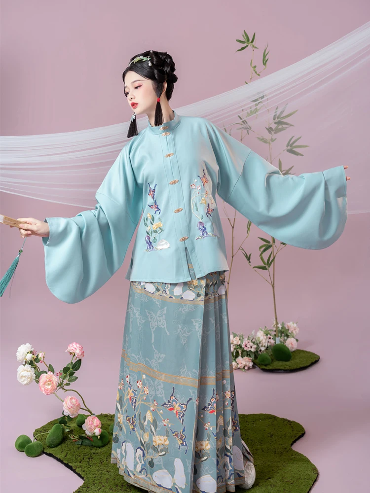 MoYuMao китайский стиль династия Мин полный костюм фиолетовый ханьфу женский цветок