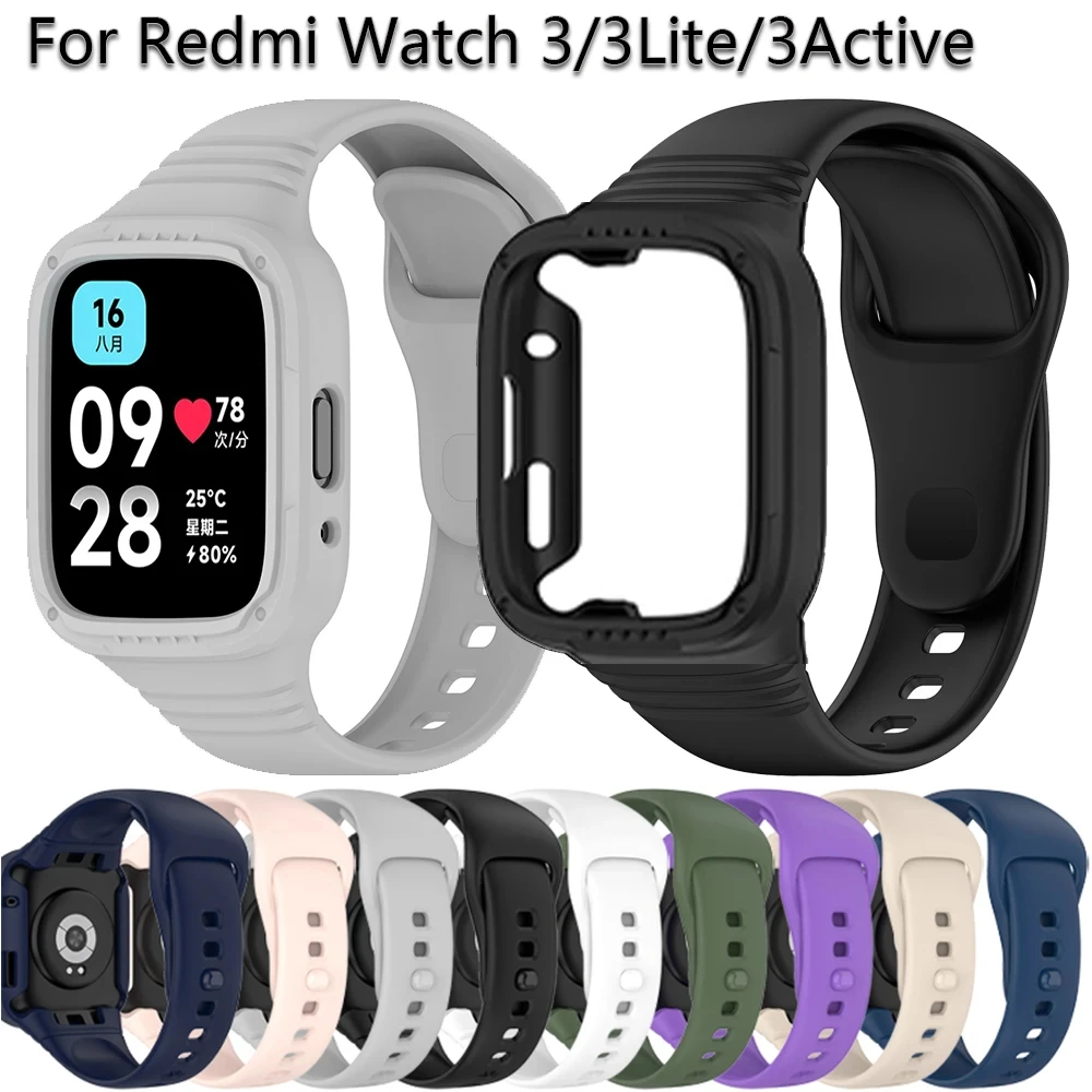 Силиконовый ремешок + чехол для Redmi Band 3 умного браслета бампер Watch Active/Lite