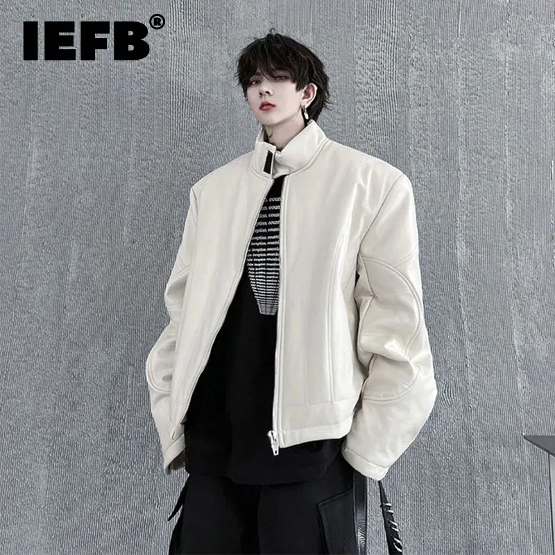 

Мужское хлопковое пальто IEFB в Корейском стиле, однотонная зимняя одежда с воротником-стойкой, свободная кожаная стеганая куртка, модная новинка 9C3133