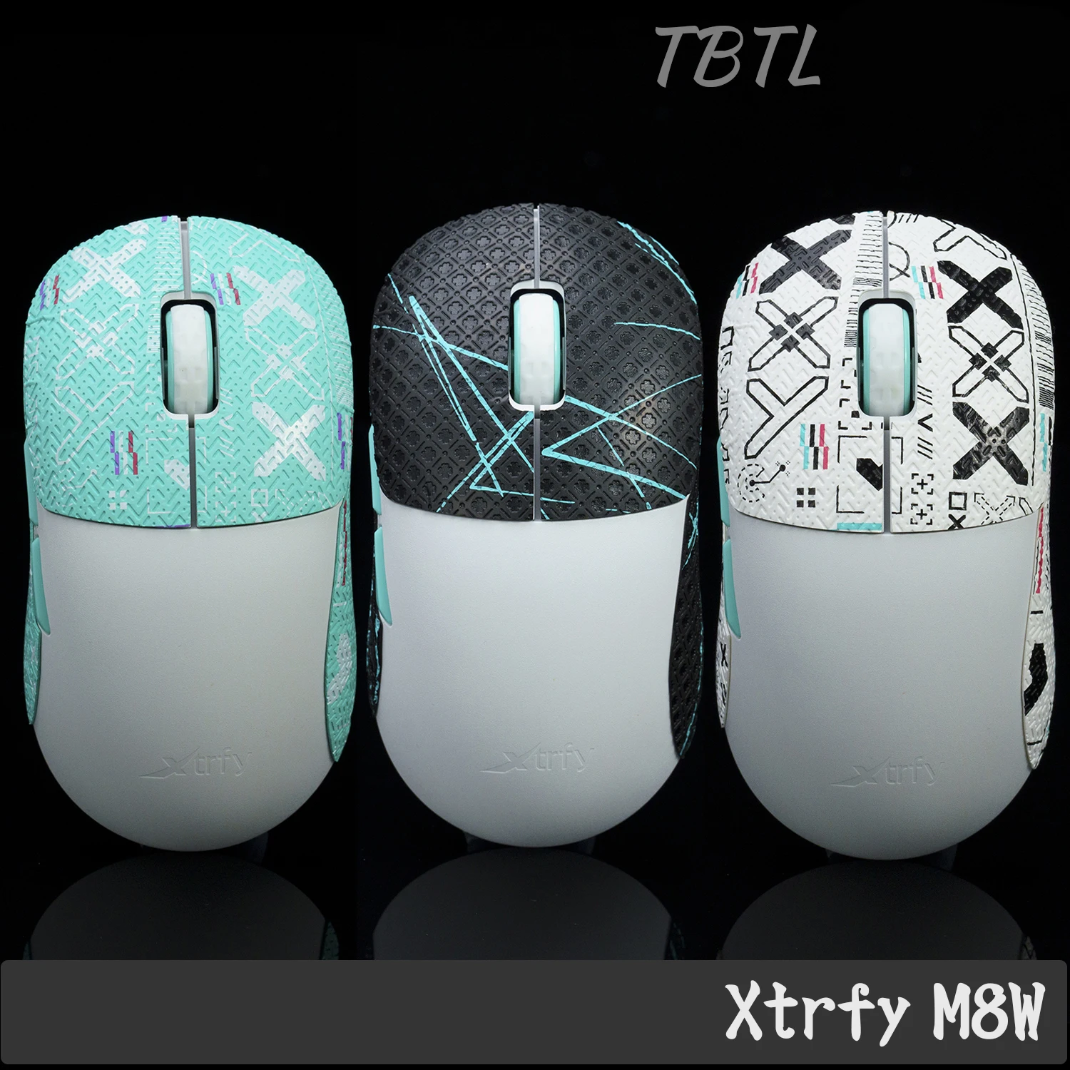 BTL Липкая лента для мыши, скейт, наклейка ручной работы, нескользящая шкура ящерицы, потоотделение для Xtrfy M8W, фиолетовый, белый, без мыши