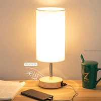 bedside lamps for bedroom solid wood nightstand lamp with flaxen fabric shade touch light eye protection lamp bedroom decor mesa