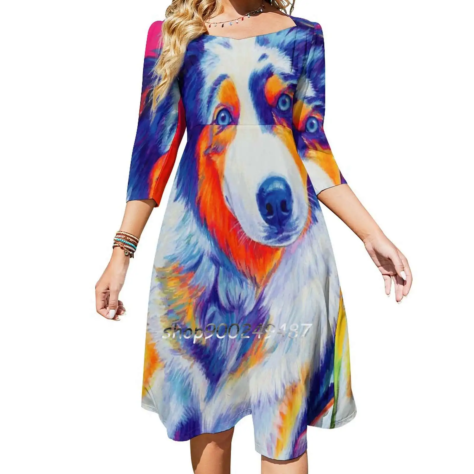 Lexi The Blue Merle платья для щенков австралийской овчарки женщин трапециевидной формы