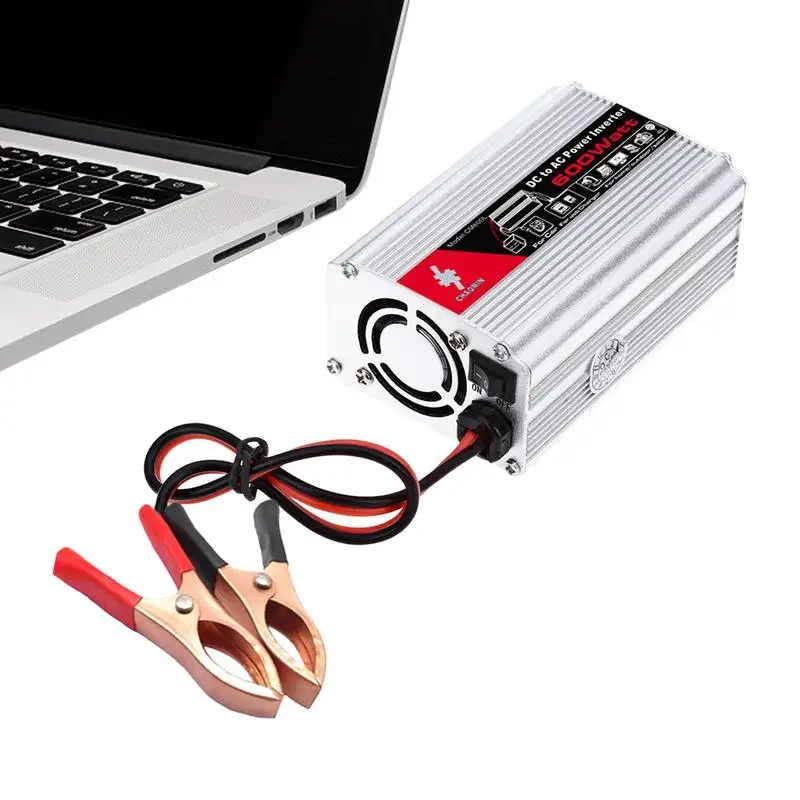 

Power Inverter 600w Car Inverter Dc 12v to 110v Ac Power Inverters for Vehicles with USB Ports and 2 Battery Clips Car Charger