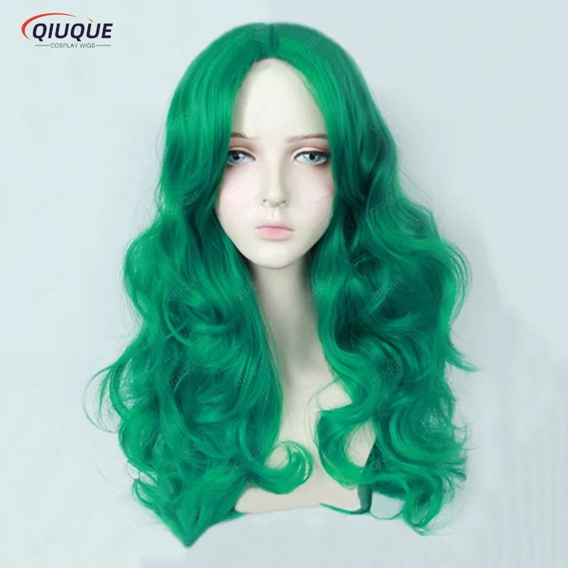 

Kaioh Michiru Sailor Neptune Wigs 65cm Long Wavy Lake Green Heat Resistant Synthetic Hair Cosplay Wig + Wig Cap