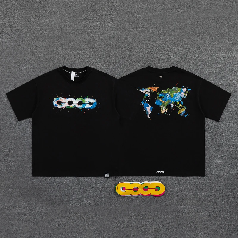 Фото Футболка GOODBRAND в американском стиле, модная, в стиле хип-хоп, для мужчин и женщин, высококачественная, с коротким рукавом №1