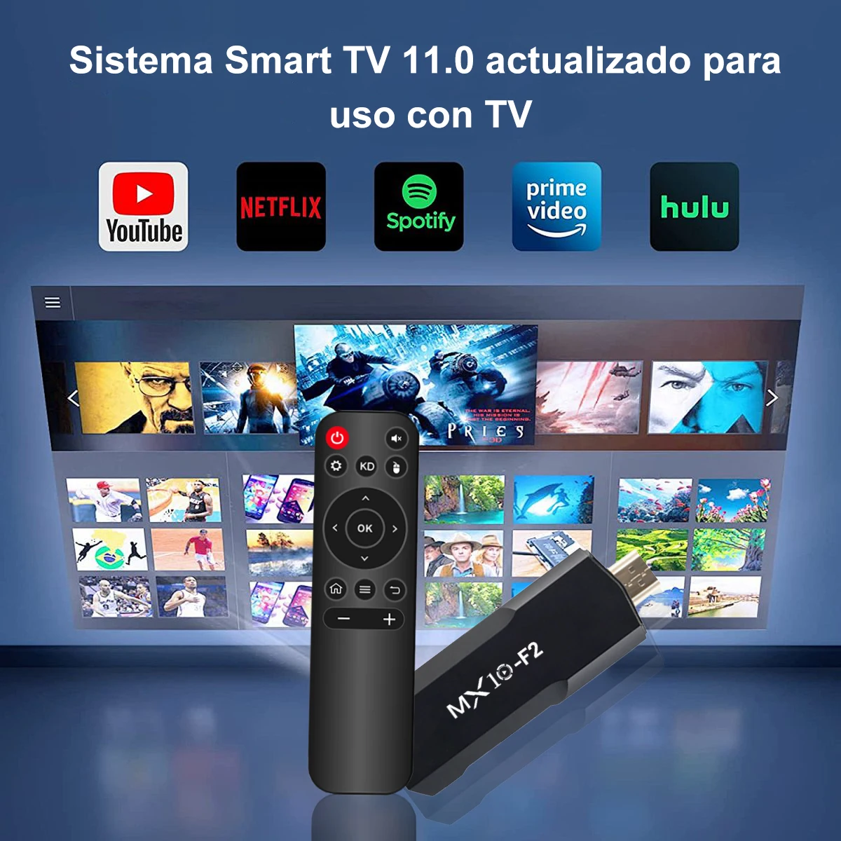 Smart TV Stick MX10 F2 Allwinner RK3228A WiFi 2.4G5G BT4.0 ARM Mali-400 MP2 Android TV Stick Android 11 (art.: 3920d26cbb3ee) - 3920d26cbb3ee