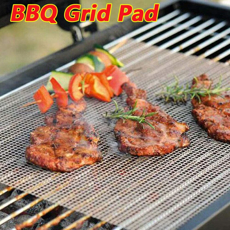 

Non-Stick High Temperature Resistant BBQ Grid Pad Barbecue Mesh Reusable Easily Cleaned Activities Cooking Pads BBQ Accessories