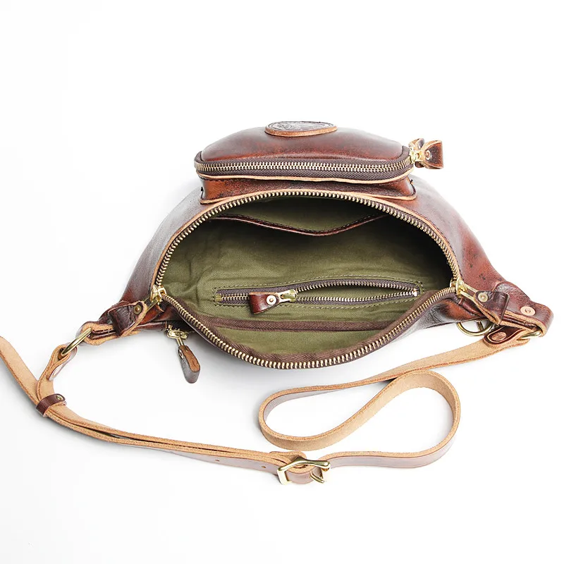 Top quality first layer cowhide men's chest bag outdoor luxury real cowhide youth vintage crossbody bag sports shoulder bag