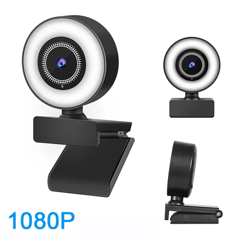 

1080P Full HD Web Camera For PC Computer Laptop USB Web Cam With Microphone and Ring Light Web Camara Webcamera