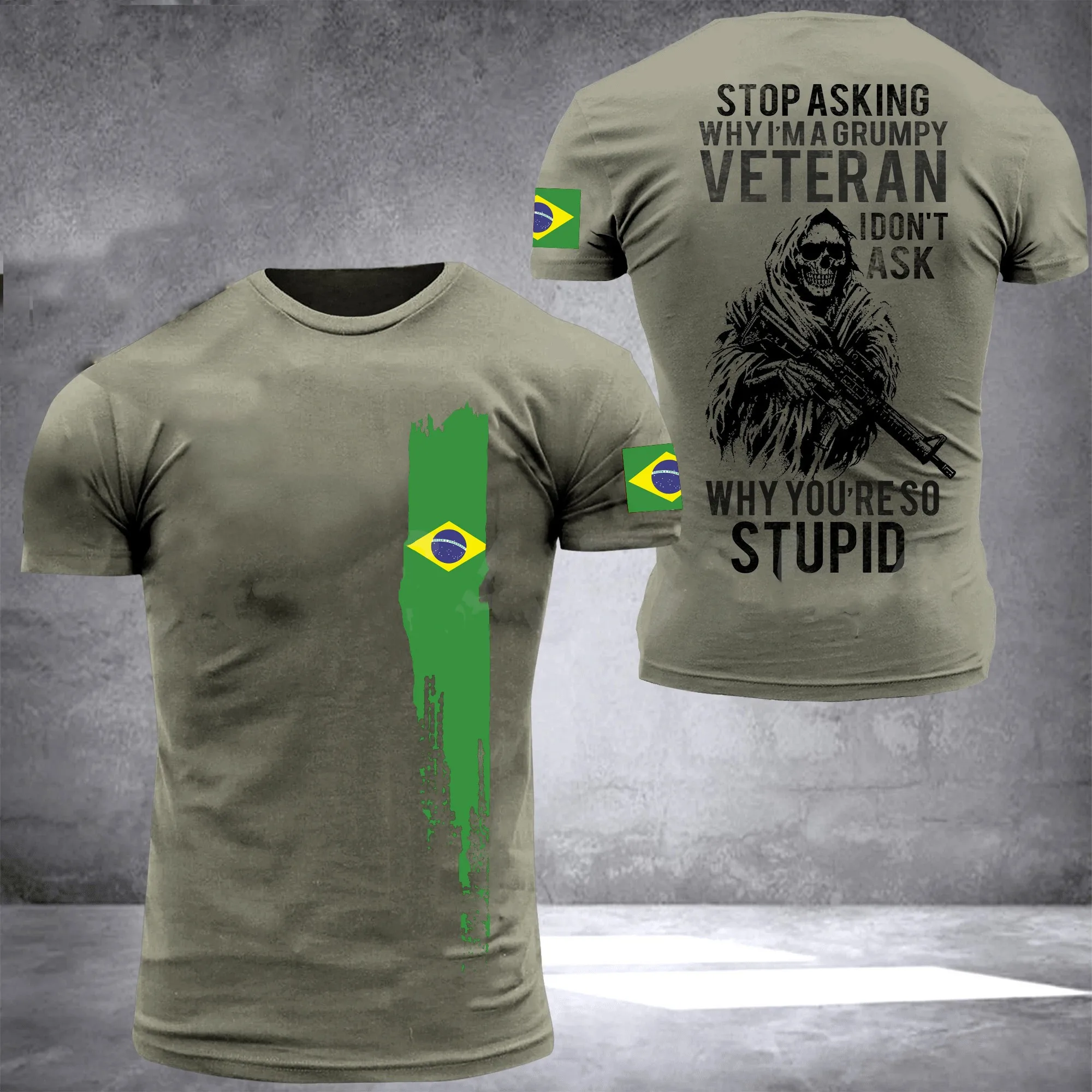 

2022 Summer Veteran Men'S T-Shirt Spain Portuguese Brazilian Soldiers High Quality Special Forces 3D Printed Shirt Casual Top